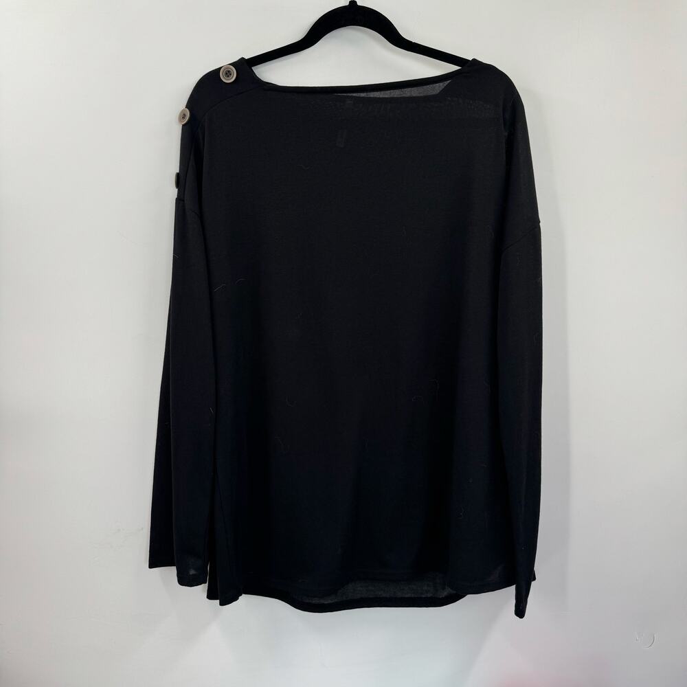 42pops button down shoulder black long sleeve top